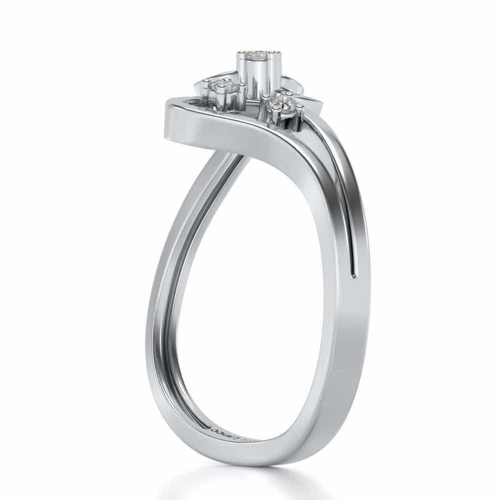 Imposing Flower Silver Ring - White Gold - Image 3