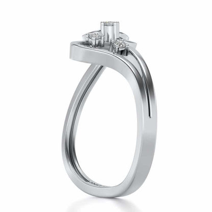 Imposing Flower Silver Ring - White Gold - Image 3