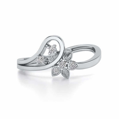 Imposing Flower Silver Ring - White Gold - Image 4