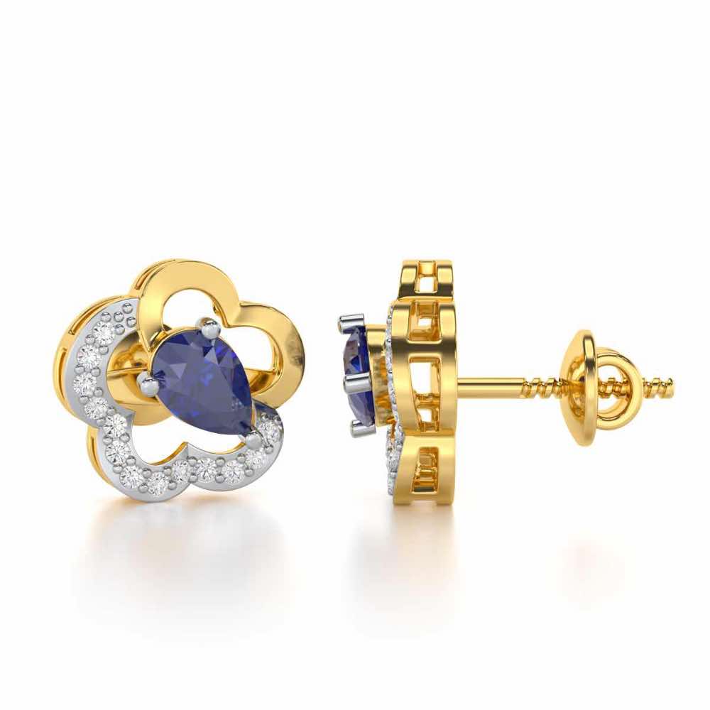 In Bloom Silver Earrings - Yellow Gold - Image 4