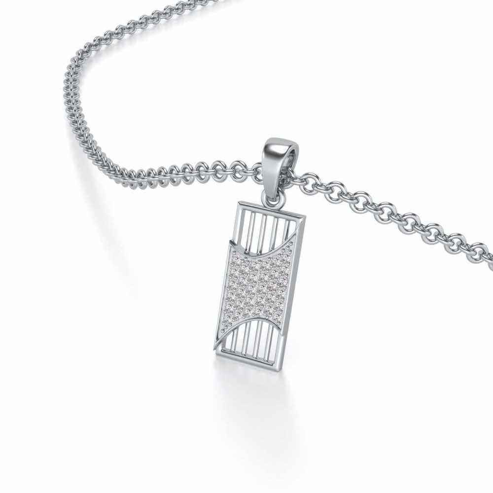 Indu Silver Pendant - White Gold - Image 2