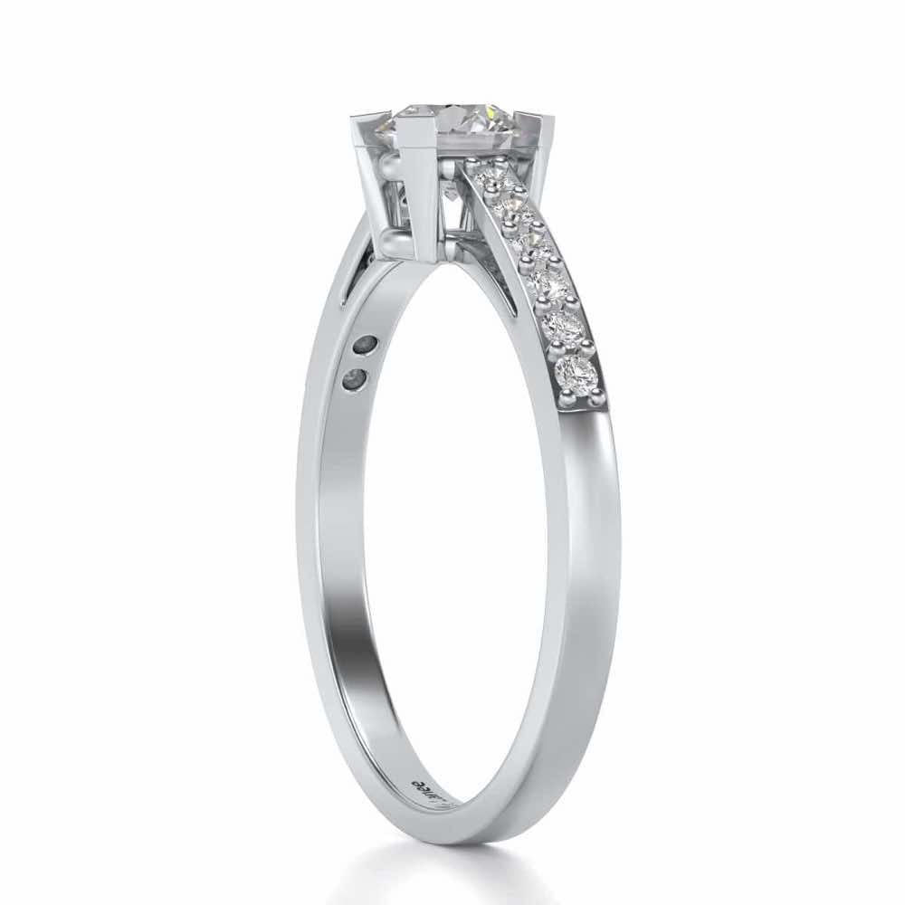 Indulgence Solitaire Silver Ring - White Gold - Image 3