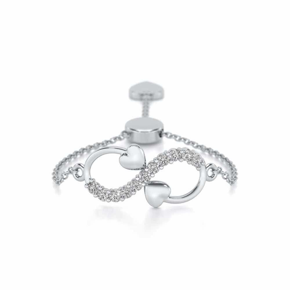 Infinity Adjustable Silver Ring - White Gold - Image 1
