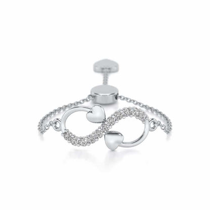 Infinity Adjustable Silver Ring - White Gold - Image 1