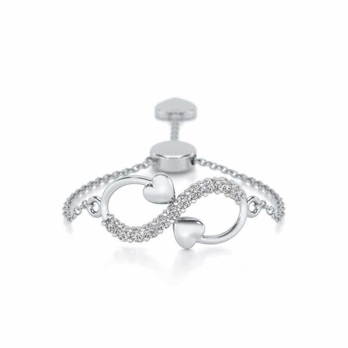 Infinity Adjustable Silver Ring - White Gold - Image 1