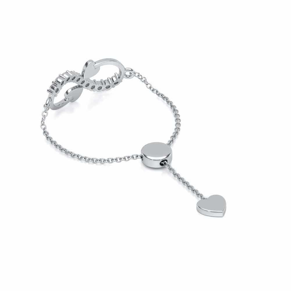 Infinity Adjustable Silver Ring - White Gold - Image 3
