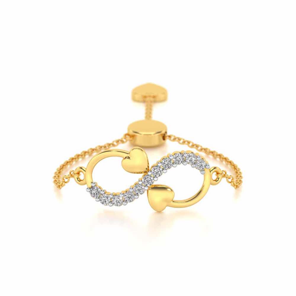 Infinity Adjustable Silver Ring - Yellow Gold - Image 1