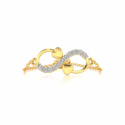 Infinity Adjustable Silver Ring - Yellow Gold - Image 4