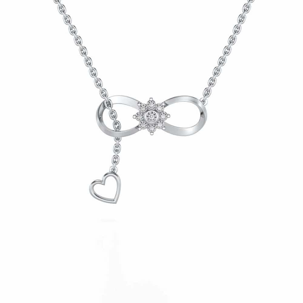 Infinity Bloom Silver Pendant - White Gold - Image 1