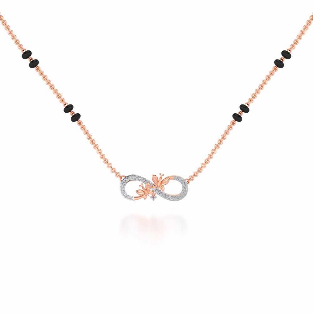Infinity Butterfly Silver Mangalsutra - Rose Gold - Image 1