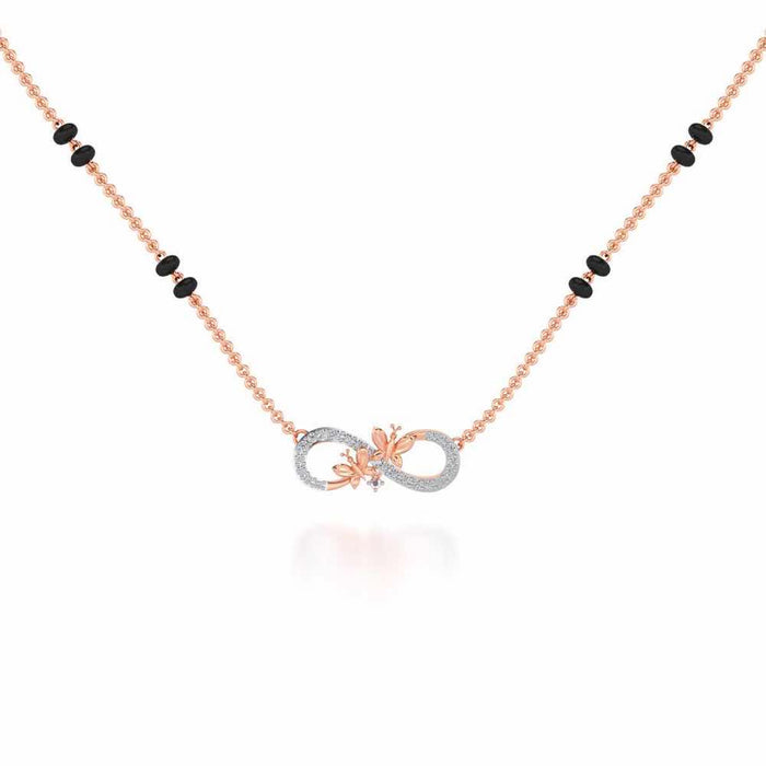Infinity Butterfly Silver Mangalsutra - Rose Gold - Image 1