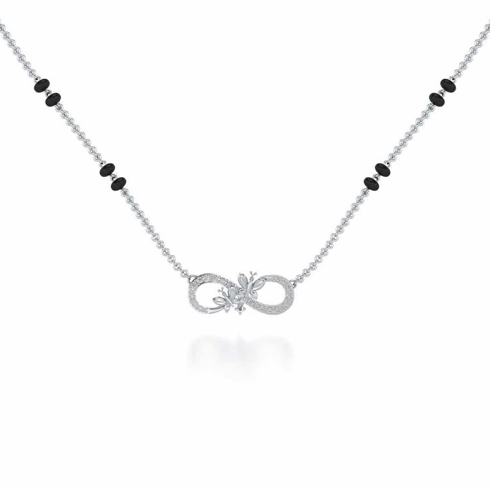 Infinity Butterfly Silver Mangalsutra - White Gold - Image 1