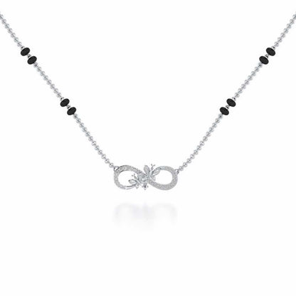 Infinity Butterfly Silver Mangalsutra - White Gold - Image 1