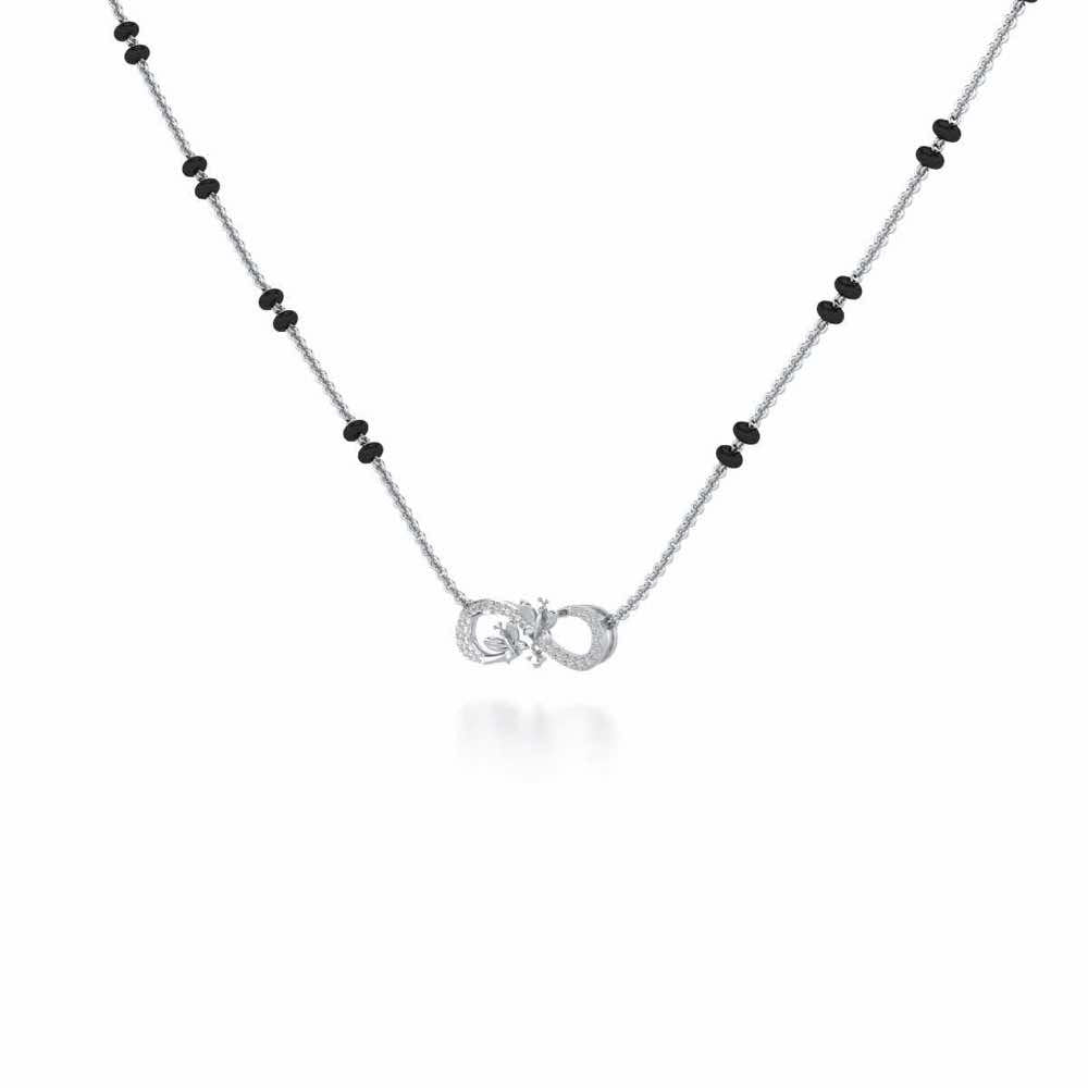 Infinity Butterfly Silver Mangalsutra - White Gold - Image 2