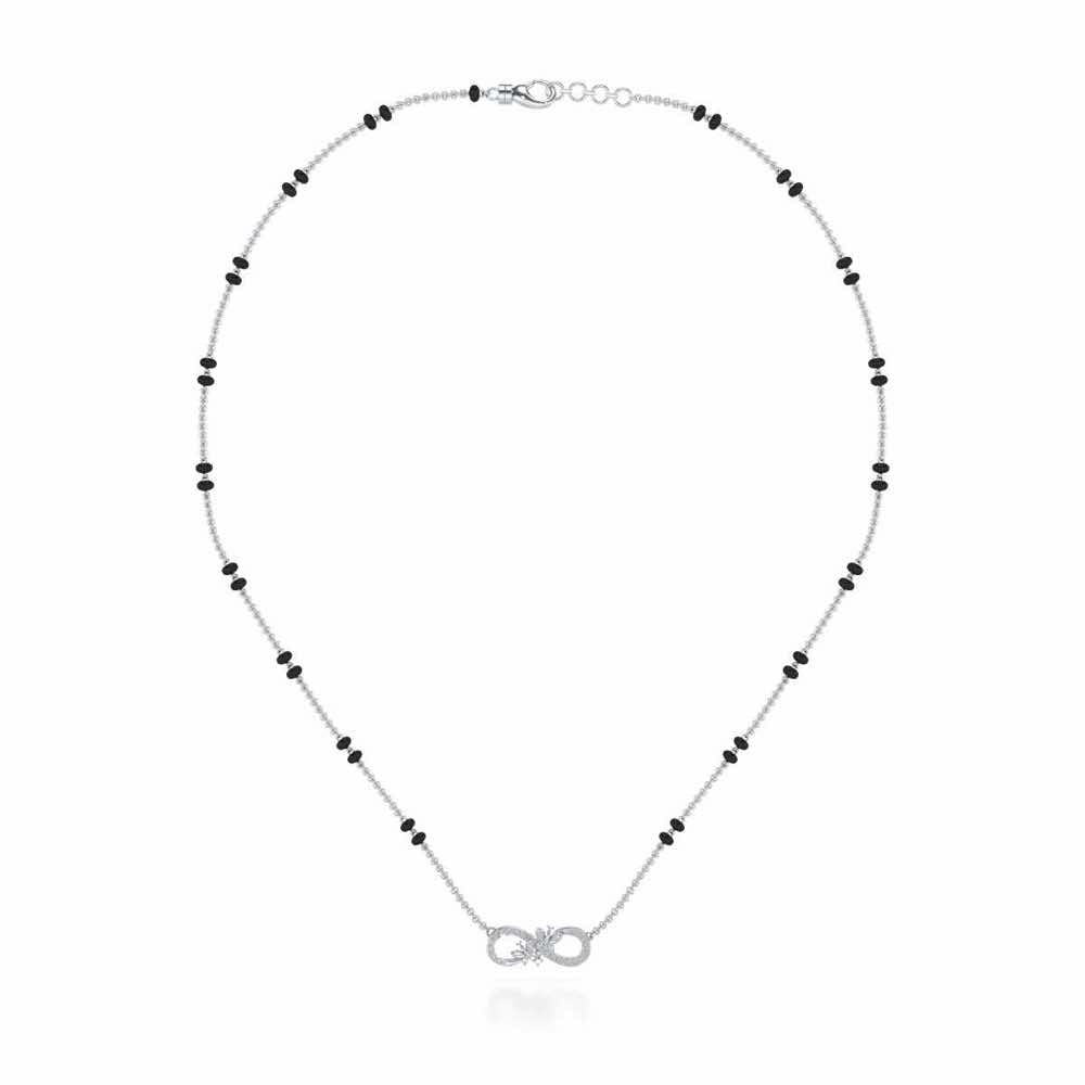Infinity Butterfly Silver Mangalsutra - White Gold - Image 3