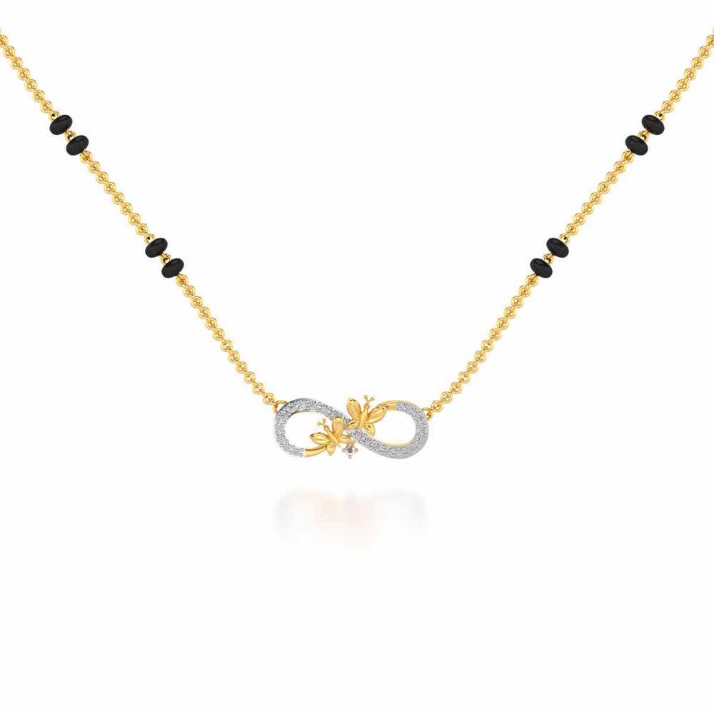 Infinity Butterfly Silver Mangalsutra - Yellow Gold - Image 1