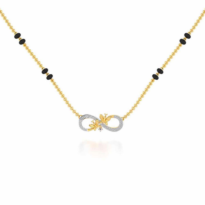 Infinity Butterfly Silver Mangalsutra - Yellow Gold - Image 1