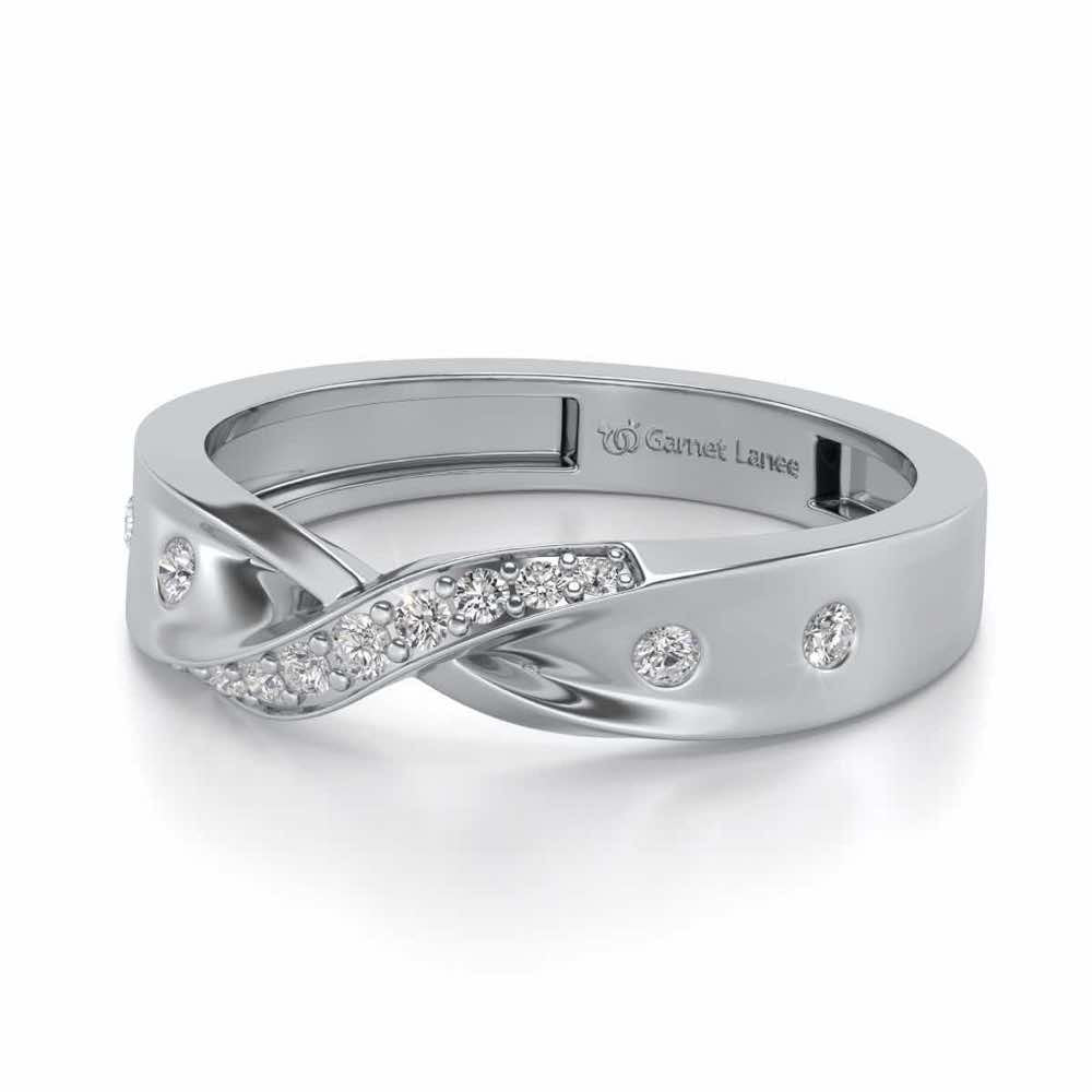 Infinity Silver Band Ring - White Gold - Image 2