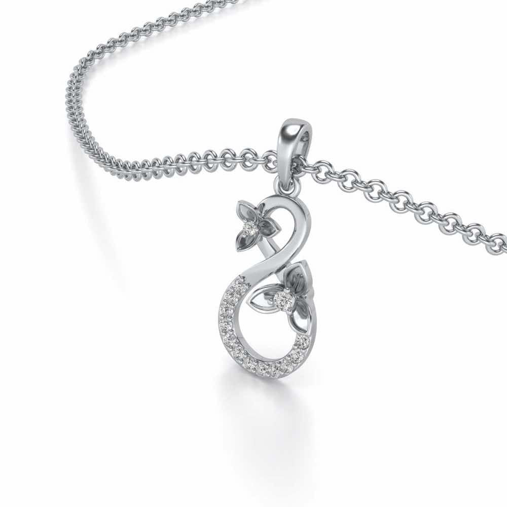 Infinity Flora Pendant Earrings Set - White Gold - Image 1