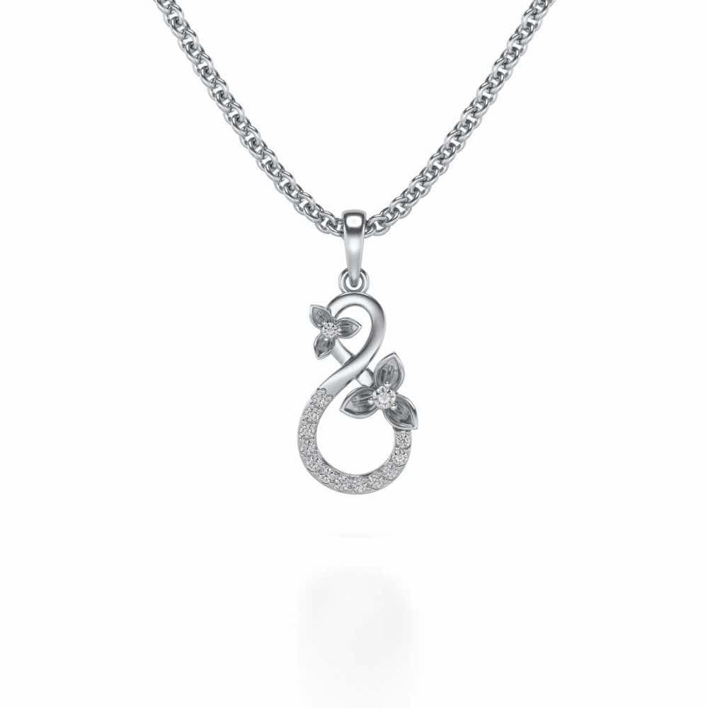 Infinity Flora Pendant Earrings Set - White Gold - Image 2