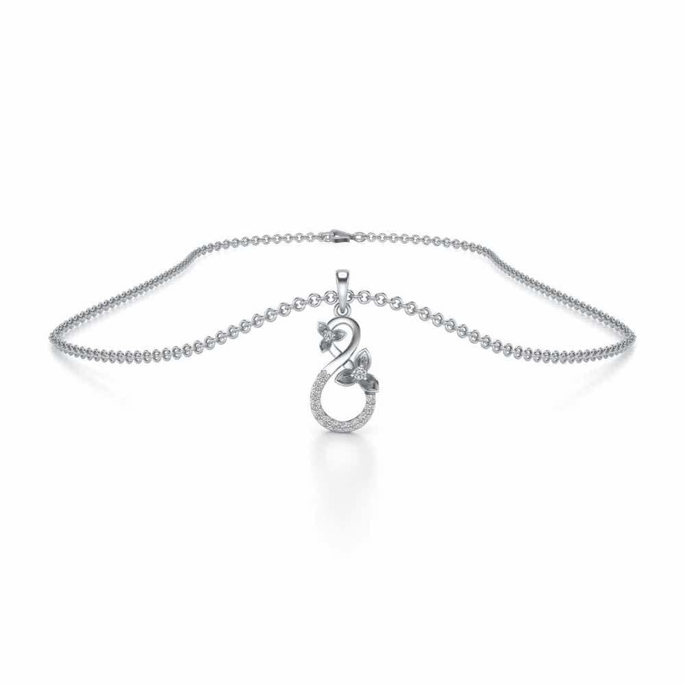 Infinity Flora Pendant Earrings Set - White Gold - Image 3