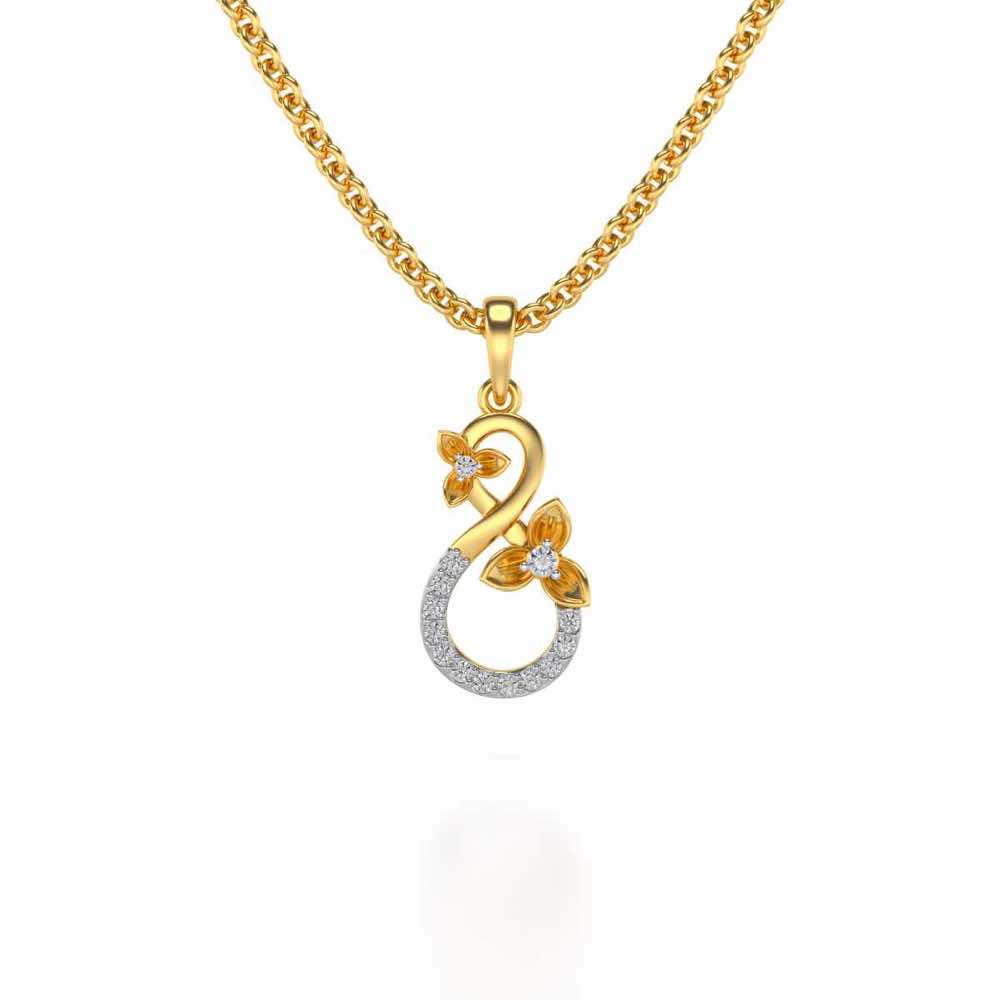 Infinity Flora Pendant Earrings Set - Yellow Gold - Image 2