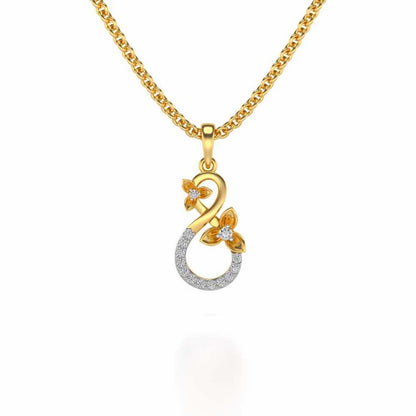 Infinity Flora Pendant Earrings Set - Yellow Gold - Image 2