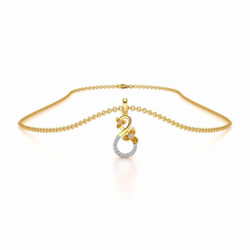 Infinity Flora Pendant Earrings Set - Yellow Gold - Image 3