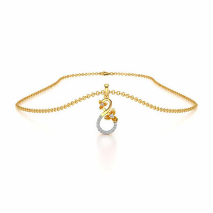 Infinity Flora Pendant Earrings Set - Yellow Gold - Image 3