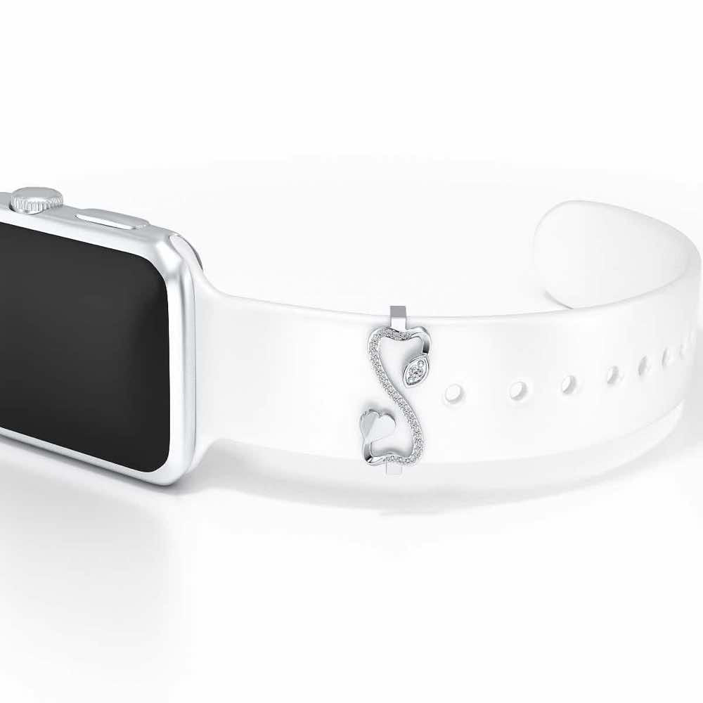 Infinity Heart Silver Watch Band - White Gold - Image 1
