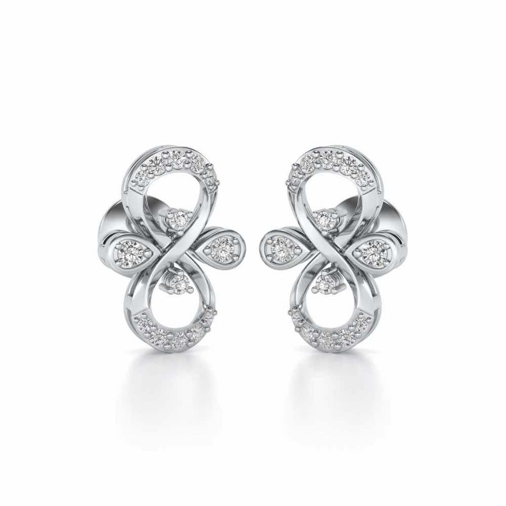 Infinity Shine Silver Earrings - White Gold - Image 2