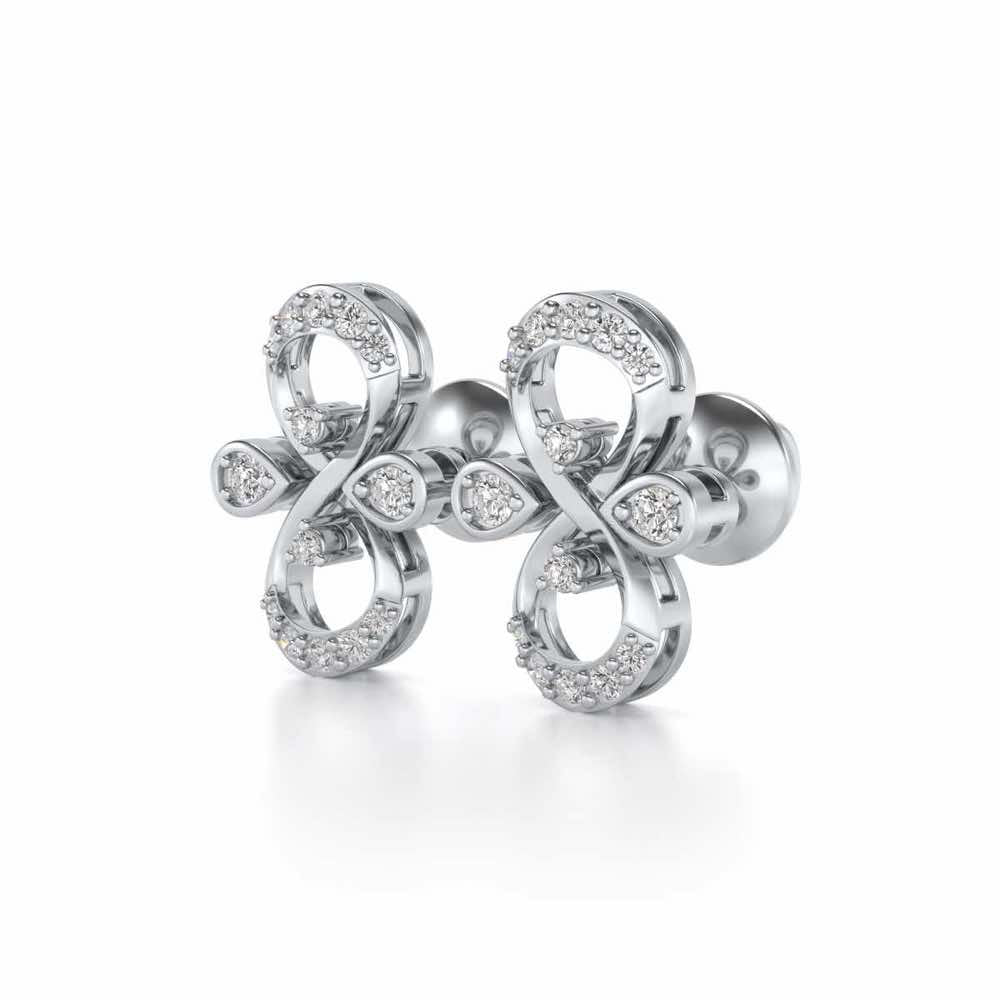 Infinity Shine Silver Earrings - White Gold - Image 3
