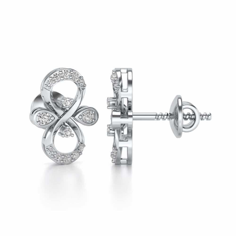 Infinity Shine Silver Earrings - White Gold - Image 4