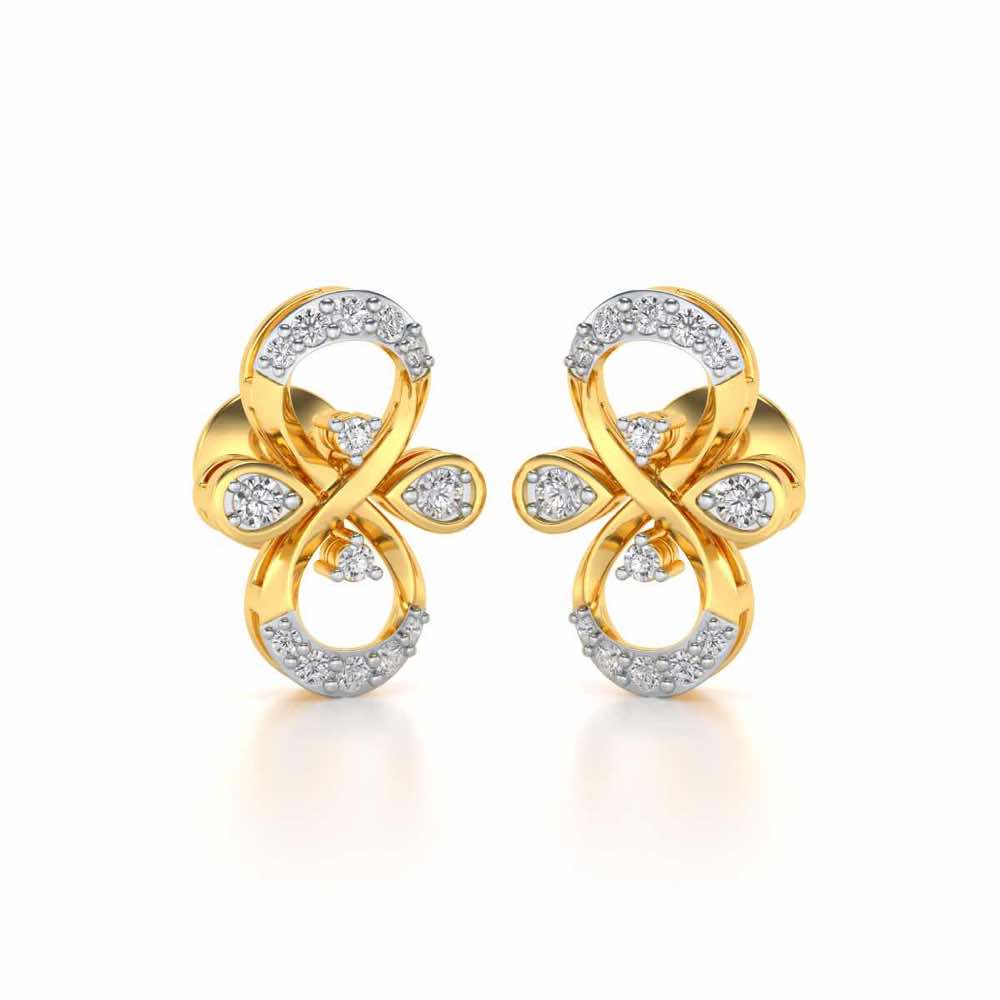 Infinity Shine Silver Earrings - Yellow Gold - Image 2