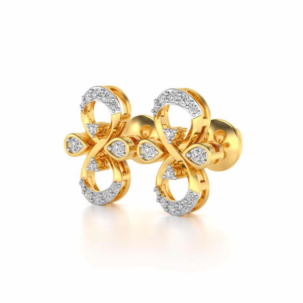 Infinity Shine Silver Earrings - Yellow Gold - Image 3