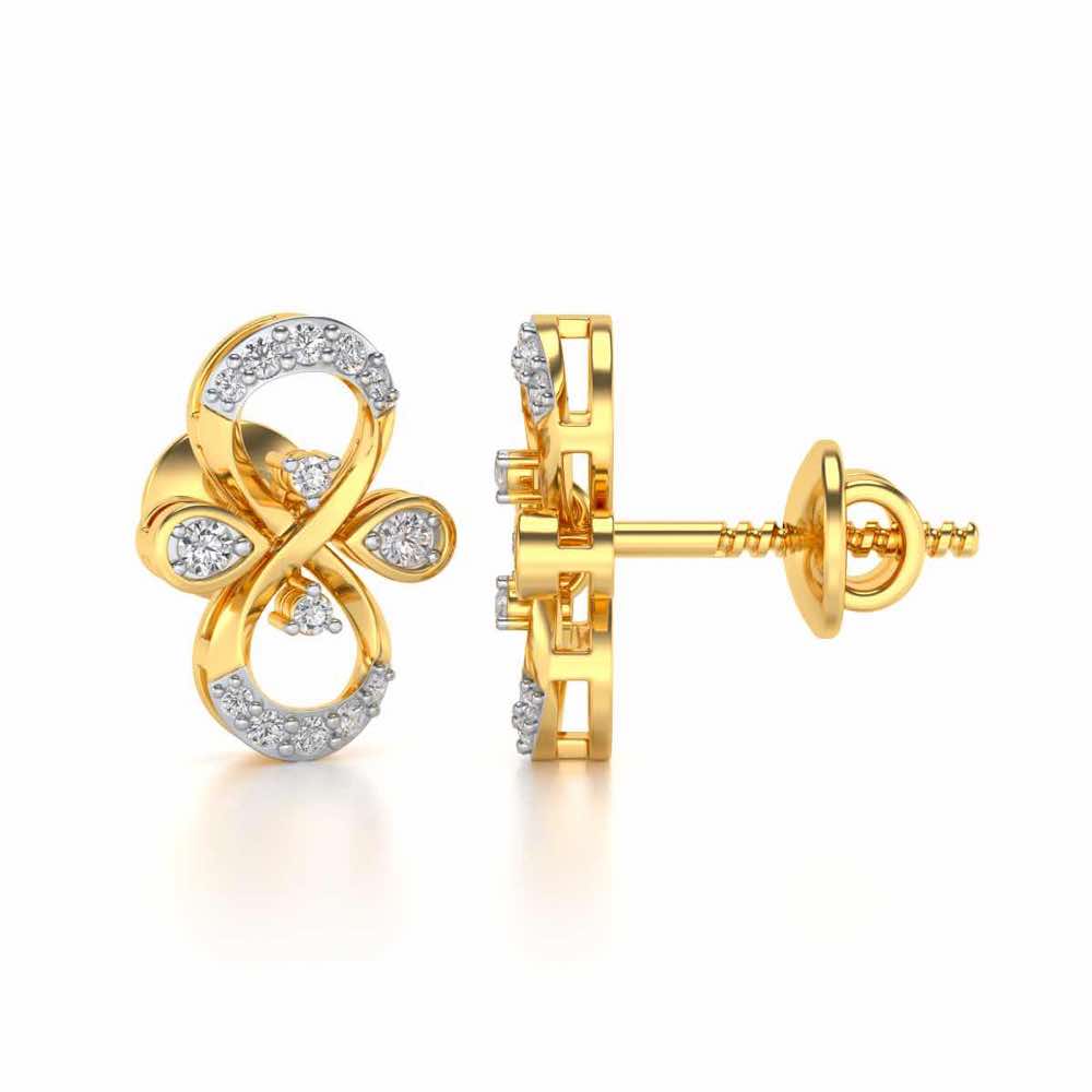 Infinity Shine Silver Earrings - Yellow Gold - Image 4