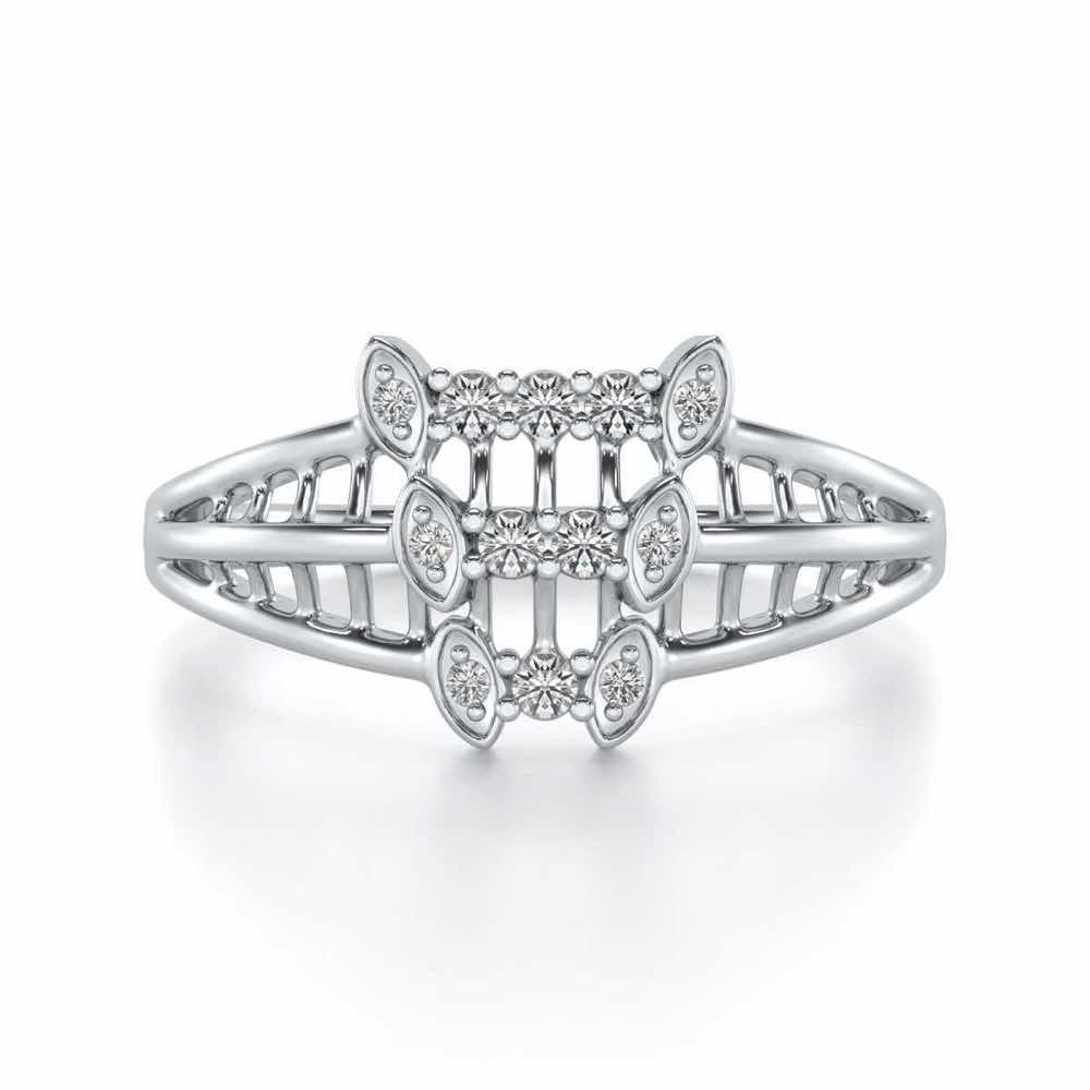 Infinity Tracery Silver Ring - White Gold - Image 4