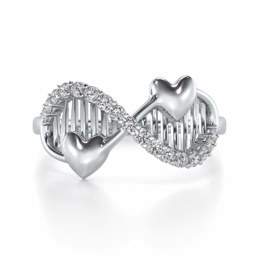 Infinity Wave Silver Ring - White Gold - Image 4