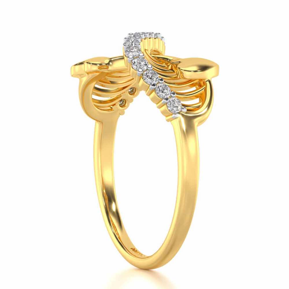 Infinity Wave Silver Ring - Yellow Gold - Image 3
