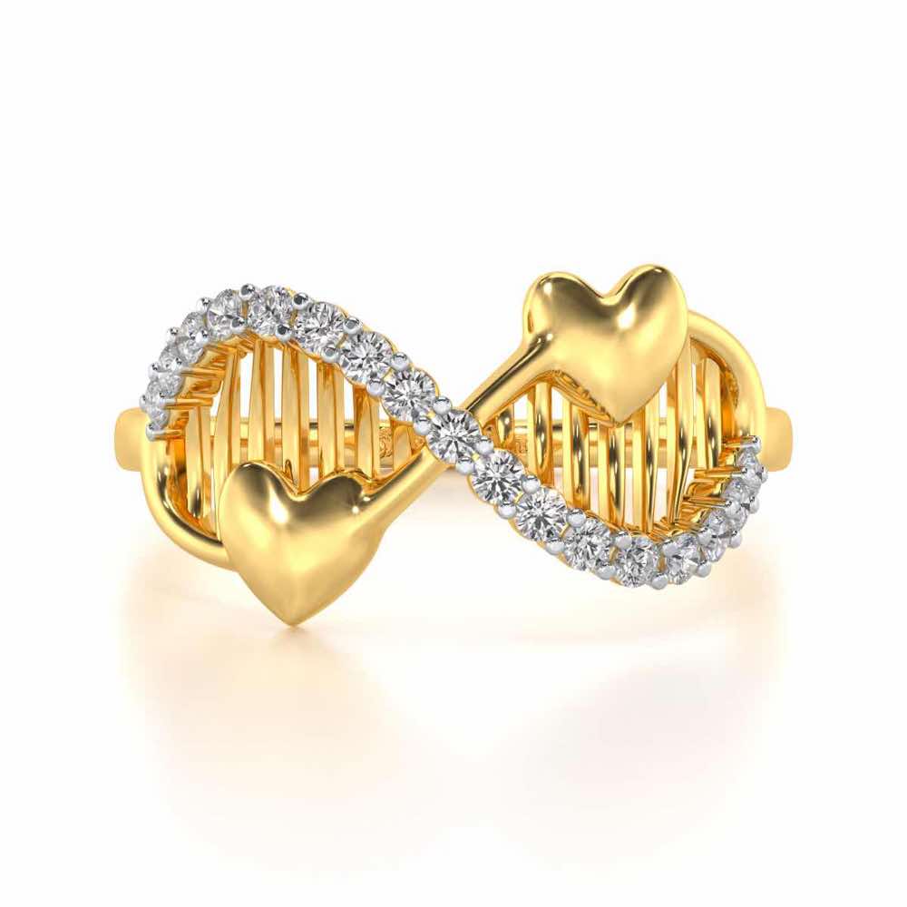Infinity Wave Silver Ring - Yellow Gold - Image 4