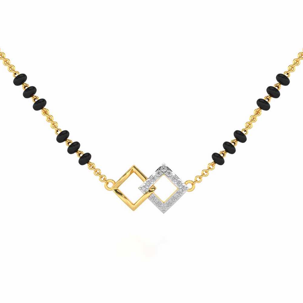 Inter-Locked Silver Mangalsutra - Yellow Gold - Image 1