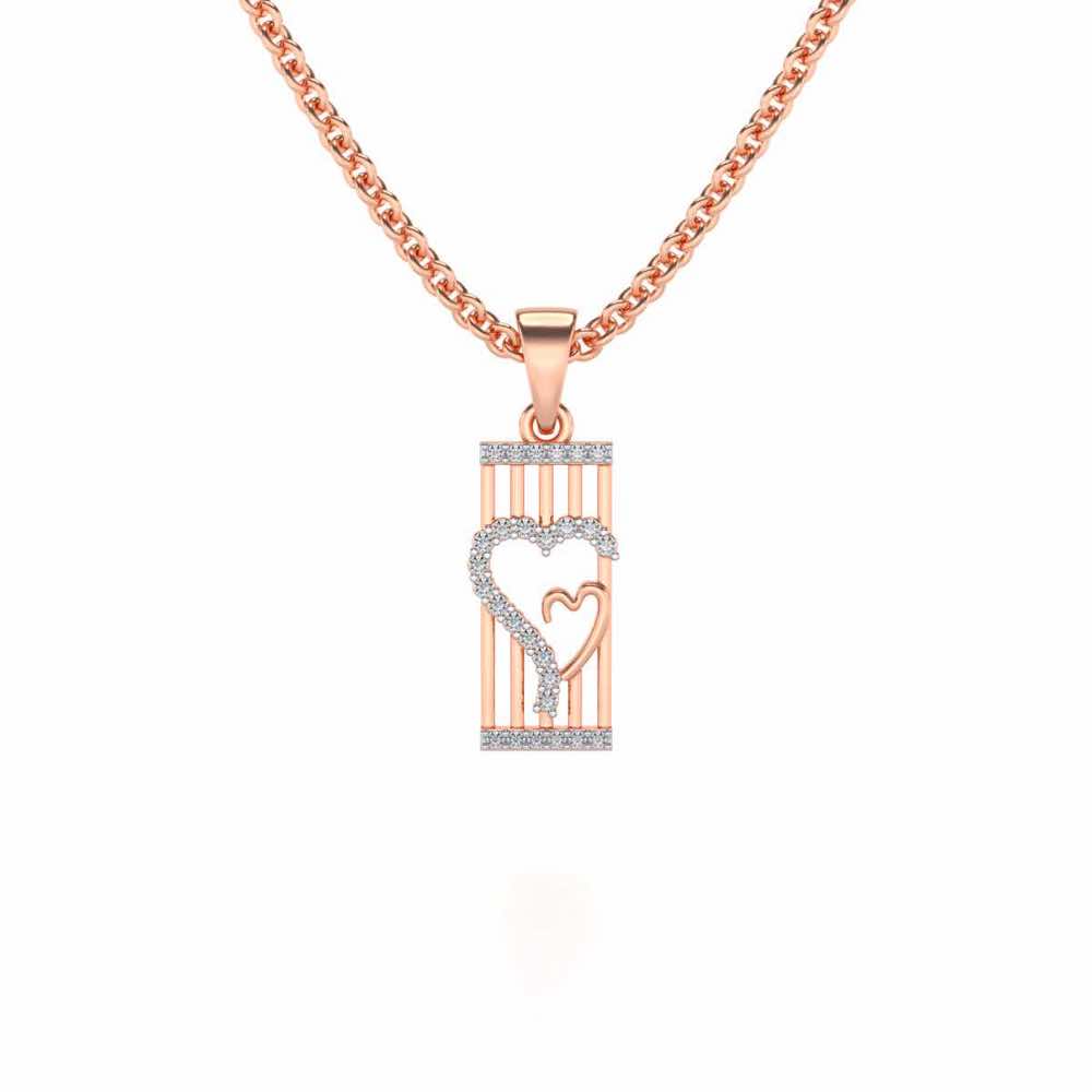 Interloacked Heart Silver Pendant - Rose Gold - Image 1