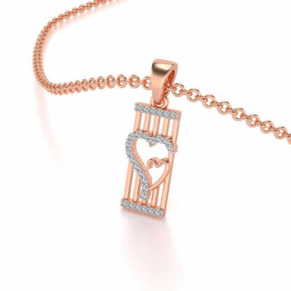 Interloacked Heart Silver Pendant - Rose Gold - Image 2