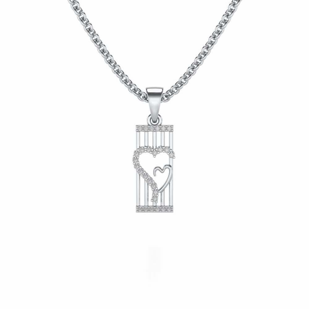 Interloacked Heart Silver Pendant - White Gold - Image 1