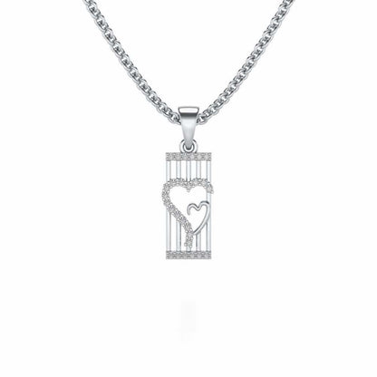 Interloacked Heart Silver Pendant - White Gold - Image 1