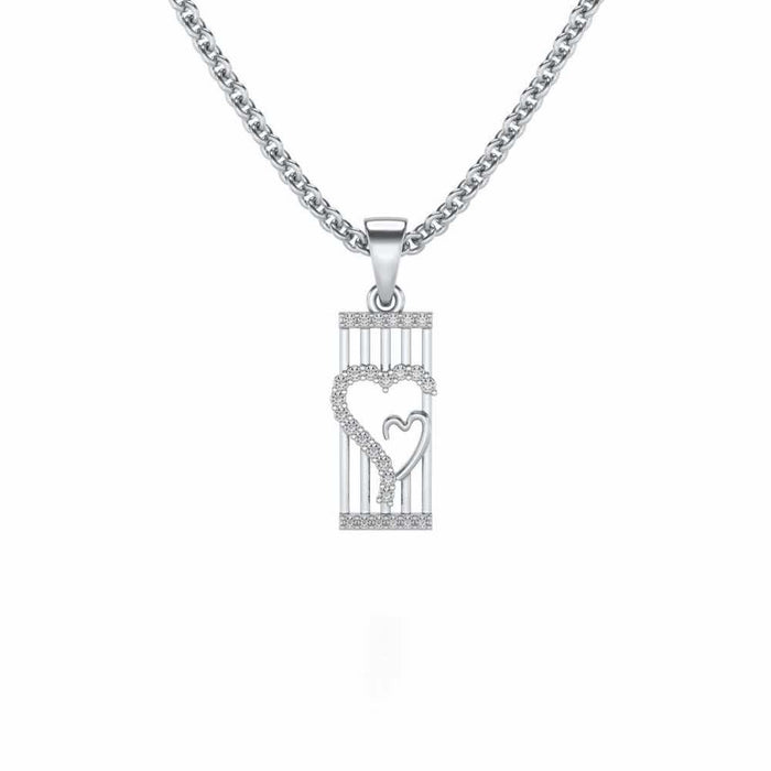 Interloacked Heart Silver Pendant - White Gold - Image 1