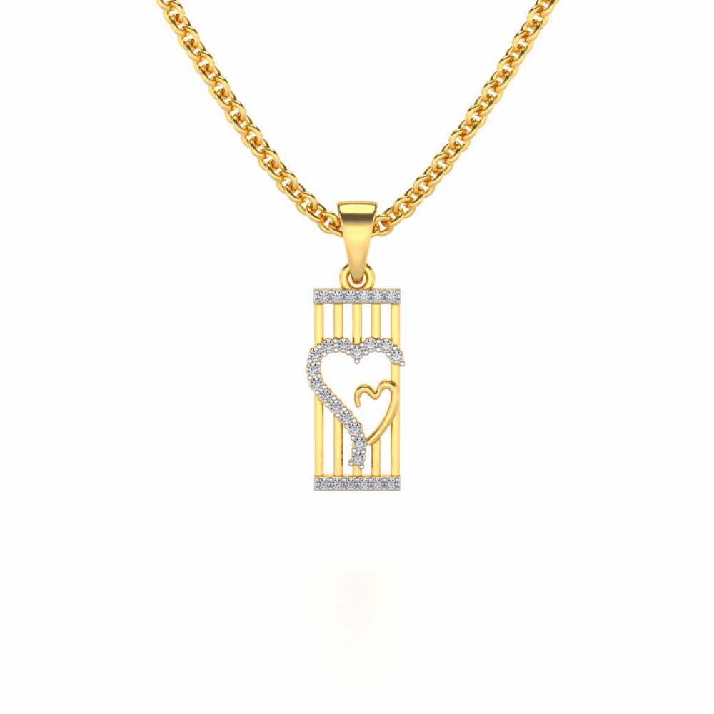 Interloacked Heart Silver Pendant - Yellow Gold - Image 1