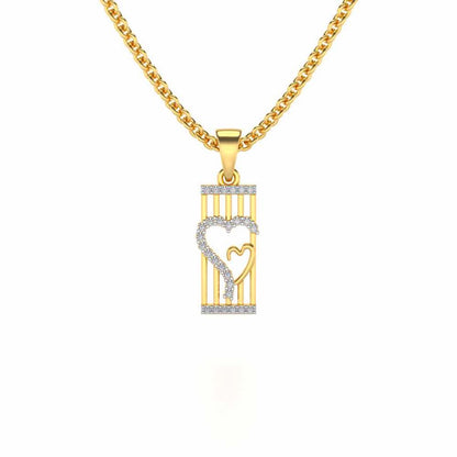 Interloacked Heart Silver Pendant - Yellow Gold - Image 1