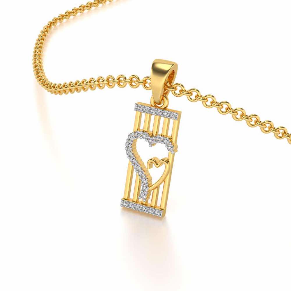 Interloacked Heart Silver Pendant - Yellow Gold - Image 2