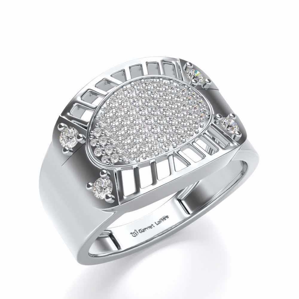 Intrepid Silver Ring For Men - White Gold - Image 1
